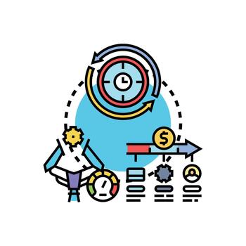 Multi threaded workflow execution process illustration vector