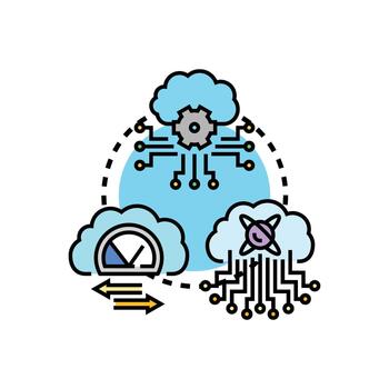 stylized Cloud microphysics concept illustrating data processing computing vector
