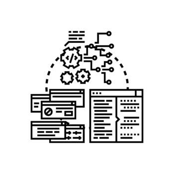depuración software código proceso desarrollo concepto edición vector