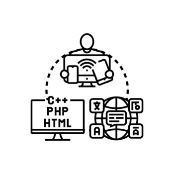 Next generation development language application multistyle programming forms concept vector