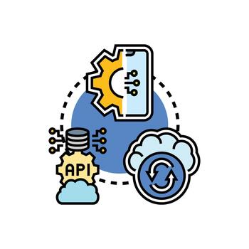 solicitud integración conectando software, datos, nube servicios simplificado formas vector