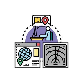 Tracking multistyle locating function logistics forms navigation vector