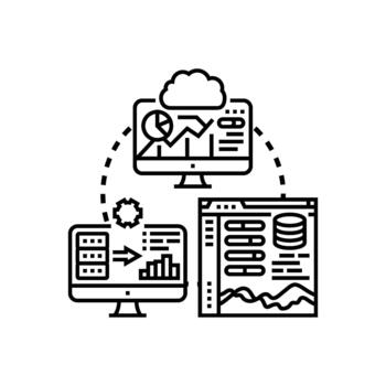 nube informática software conceptos mezcla tablero analítica datos visualización vector