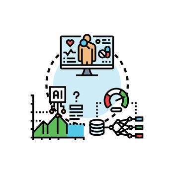 Predictive model simplified outcomes using artificial intelligence data forms analysis vector