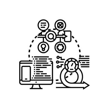 codificación pique proceso solicitud formas desarrollo. multiestilo concepto vector