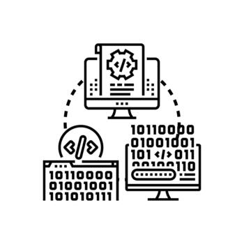 Source concepts mix code. development programming process vector