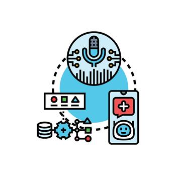 máquina aprendizaje estilos asistente concepto con artificial inteligencia Procesando datos vector