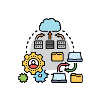 seguro virtual espacio de trabajo para diseños cliente nube informática vector