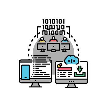 conjunto de estilos codificación plataforma para software desarrollo y programación equipo vector