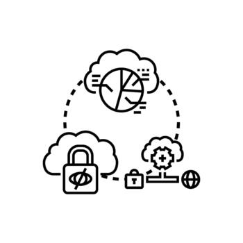 Cloud network data computing and simplified security concept vector