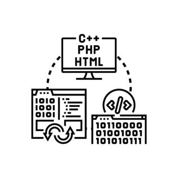 Programming languages developing software coding range concept vector