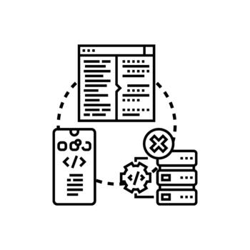 desarrollador depuración validando código informática proceso vector