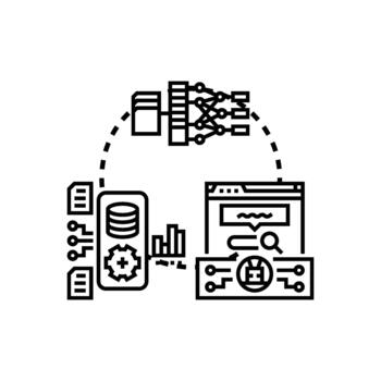 Information system processing big data analytics forms concept. vector