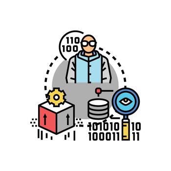 software Ingenieria tipos concepto con desarrollador codificación datos vector