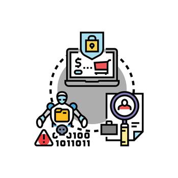 Secure digital forms commerce authenticity. checking process styles using technology vector
