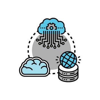 Cloud concepts transformation set. concept migrating data computing vector