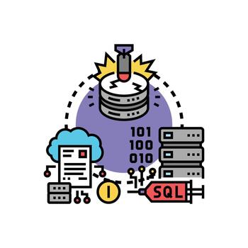 Cyber attack types hacking data server security concept vector