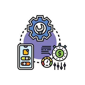 Application setting up variations control panel interface vector