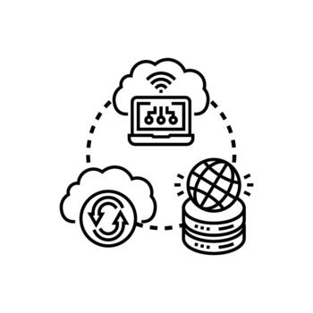 Cloud utilization concept with global pack data mix processing vector