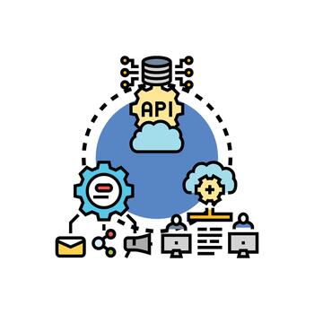 software diseños despliegue proceso concepto con nube informática vector