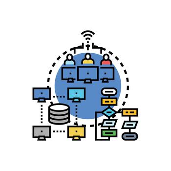 Fast network data transfer flowchart variations process vector