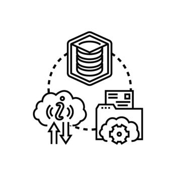 Central database storage styles cloud computing data forms network system vector