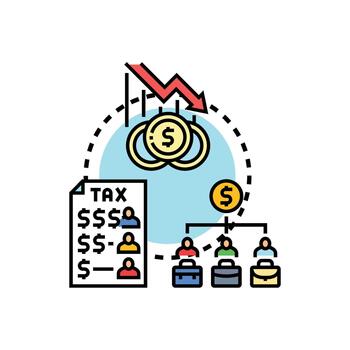 Lower income multipack people experiencing wealth decrease tax impact forms vector