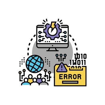 Computer system error alert frequency problem. concept vector