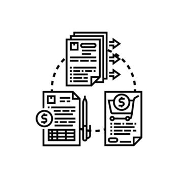 Buying. authorization form document processing concept vector