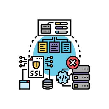 Cybersecurity testing protocol. safe data network variations vector