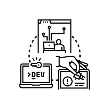 software desarrollo proceso asegurando calidad estilizado estabilidad vector