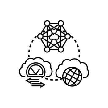 global nube. informática infraestructura paquete múltiple conectando datos despliegue vector