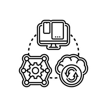 tecnología. diversidad plataforma interoperabilidad sistema conectando nube informática vector