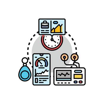 Continuous study process with data analytics and notification system vector