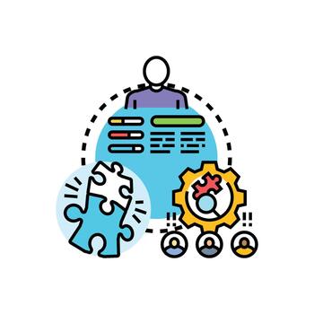 articulación habilidad. desarrollo trabajo en equipo concepto aprendizaje proceso vector