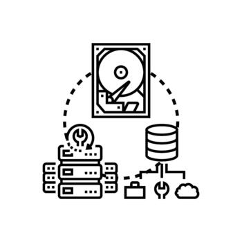 Data ingesting storing processing and analyzing system concept. vector