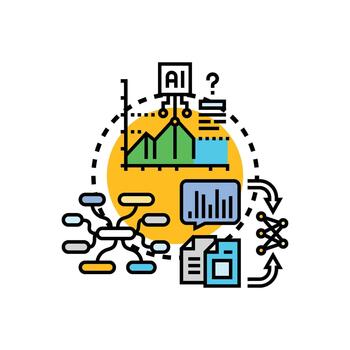 Artificial intelligence. model developing styleset edition data analysis process vector
