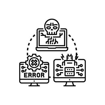 Digital cyberattacks causing data error and system hacking vector