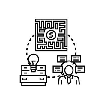 Problem designs solving process. finding business solution concept vector