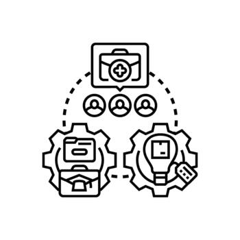 Collaborative stylized workflow process improving teamwork efficiency. vector