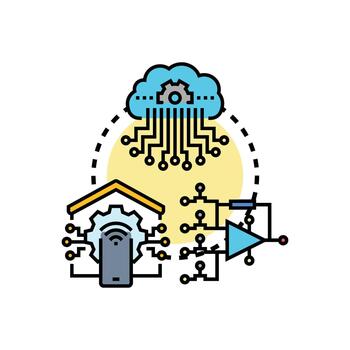 máquina rango inteligencia Procesando inteligente hogar nube datos vector