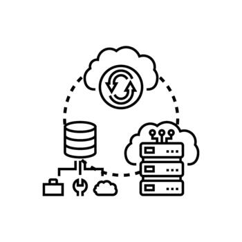 datos almacenamiento sincronización proceso y nube informática vector