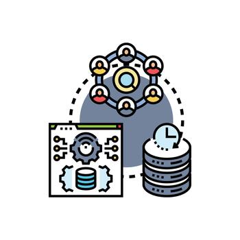 transmisión flujo de trabajo administración sistema Procesando datos concepto. vector