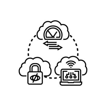 Distributed cloud services range computing network technology concept vector