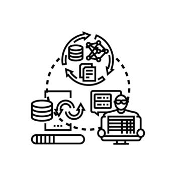 entrada datos Procesando analítica y administración concepto vector