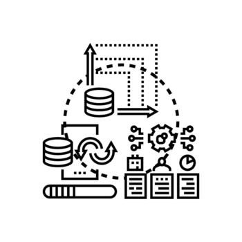 datos administración sistema Procesando información flujo de trabajo concepto vector