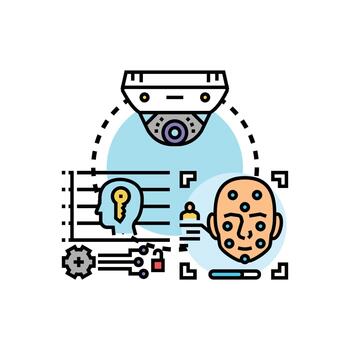 cara autenticación seguridad sistema Procesando biométrico datos vector