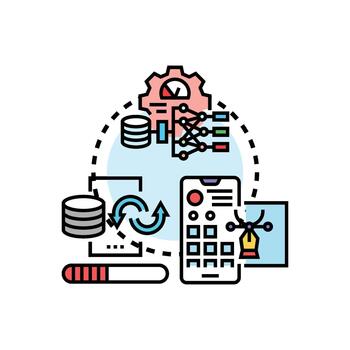 imagen mejora y Procesando datos algoritmo concepto. vector