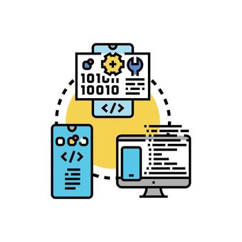 solicitud. desarrollo proceso comunicado Entre dispositivos vector