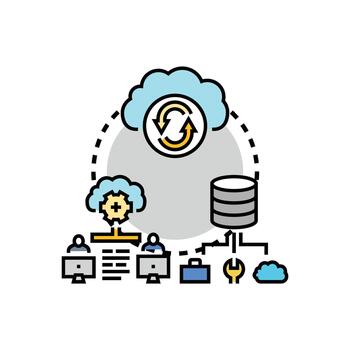 Cloud document transfer and data synchronization process vector